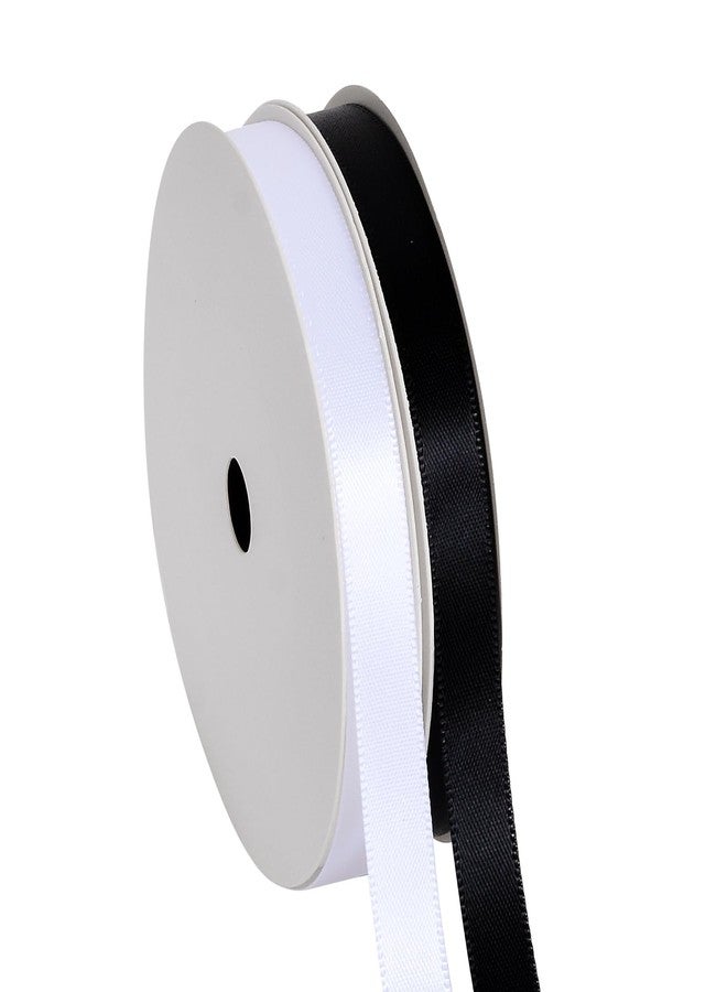 Ribest Black and White Double Faced Satin Ribbon, 3/8 Inch Decorative Ribbon Black for Gift Wrapping Crafts Hair Bows Sewing Wedding Birthday, 2 Rolls Total 20 Yards - Image 2